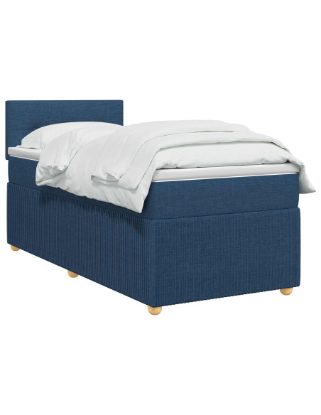 Letto box spring con materasso Blu 100 x 200 cm Tessuto