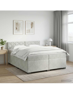 Letto box spring con materasso Grigio Chiaro 200 x 200 cm