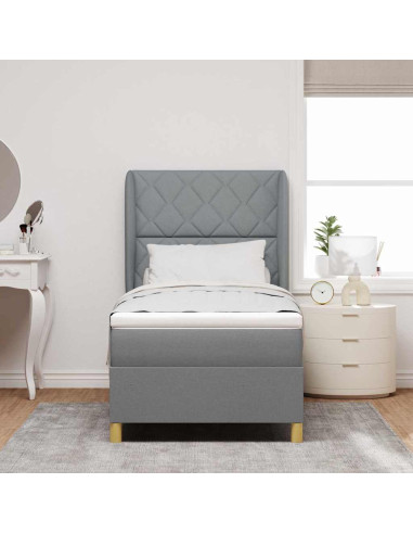 Letto a molle con testiera Grigio chiaro 190 x 90 cm Tessuto
