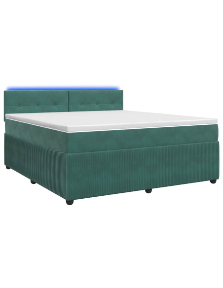 Letto box spring con materasso Verde Scuro 160 x 200 cm Velluto