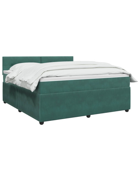 Letto box spring con materasso Verde Scuro 160 x 200 cm Velluto
