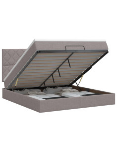 Letto ottomano con materasso Tortora 140 x 190 cm Tessuto 2