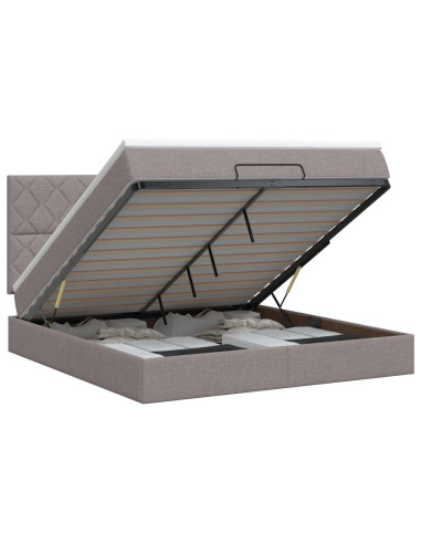Letto ottomano con materasso Tortora 140 x 190 cm Tessuto