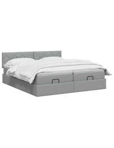 Letto ottomano con materasso 2 pz Grigio Chiaro Tessuto 2