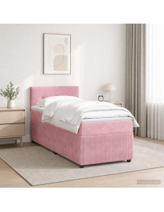 Letto box spring con materasso Rosa 80 x 200 cm Velluto