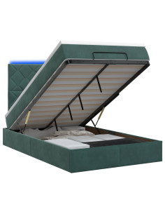 Letto Ottomano con Materasso e LED Verde Scuro 120 x 200 cm 2