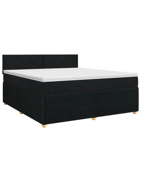 Letto box spring con materasso Nero 140 x 190 cm Tessuto