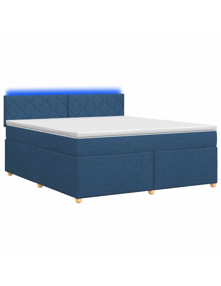 Letto box spring con materasso Blu 160 x 200 cm Tessuto
