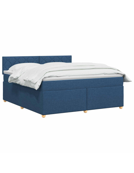 Letto box spring con materasso Blu 160 x 200 cm Tessuto