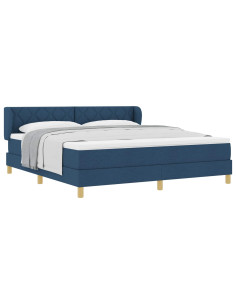 Letto a molle con testiera Blu 180 x 200 cm Tessuto 2