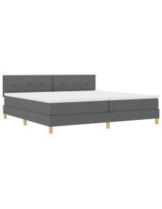 Letto a Sorgente LED Grigio scuro 200 x 200 cm Tessuto 2