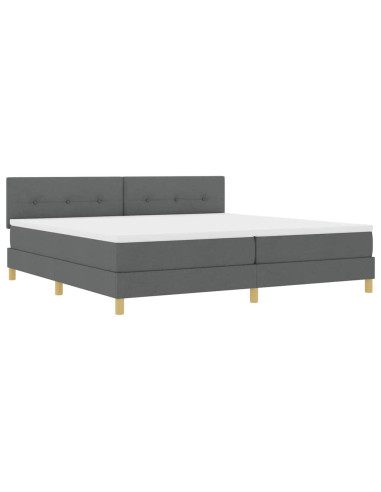 Letto a Sorgente LED Grigio scuro 200 x 200 cm Tessuto