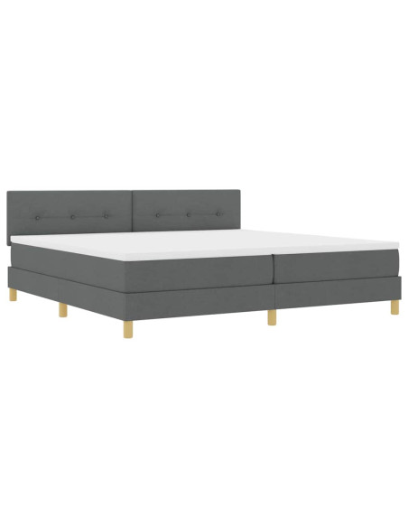 Letto a Sorgente LED Grigio scuro 200 x 200 cm Tessuto
