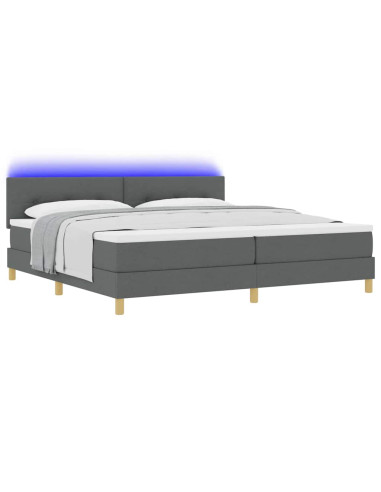 Letto a Sorgente LED Grigio scuro 200 x 200 cm Tessuto