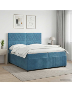 Letto box spring con materasso Blu 200 x 200 cm Velluto
