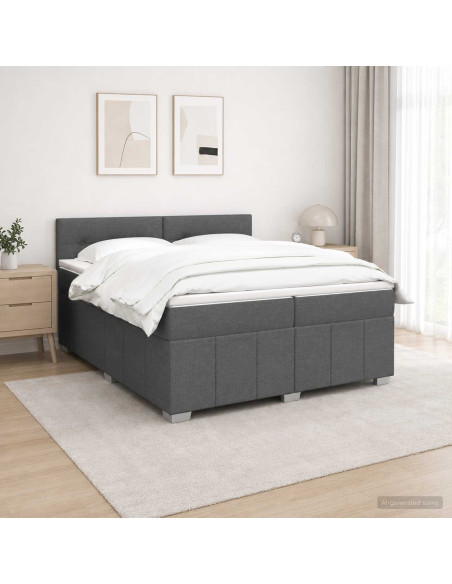 Letto box spring con materasso Grigio Scuro 200 x 200 cm