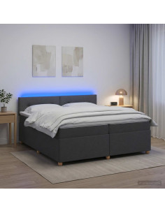 Letto box spring con materasso Grigio Scuro 200 x 200 cm