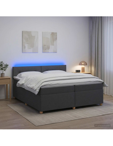 Letto box spring con materasso Grigio Scuro 200 x 200 cm