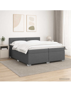 Letto con Box Spring, Materasso e LED Grigio Scuro 200 x 200 cm