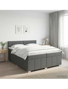 Letto box spring con materasso Grigio Scuro 200 x 200 cm