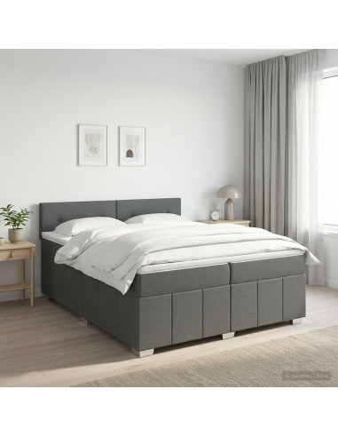 Letto box spring con materasso Grigio Scuro 200 x 200 cm