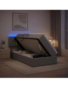 Letto con contenitore LED e materasso Grigio Chiaro