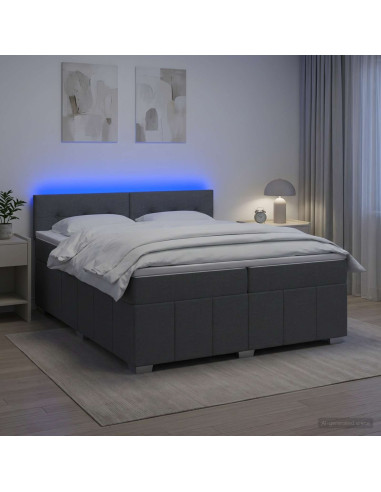 Letto box spring con materasso Grigio Scuro 200 x 200 cm