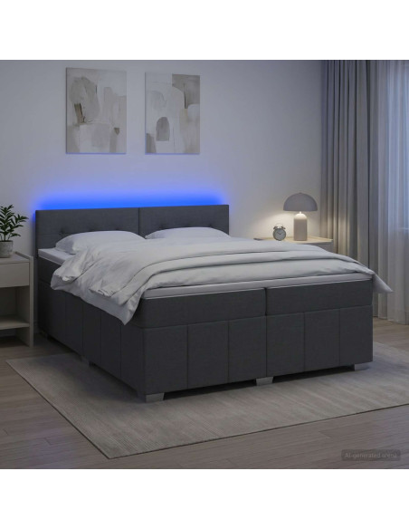 Letto box spring con materasso Grigio Scuro 200 x 200 cm