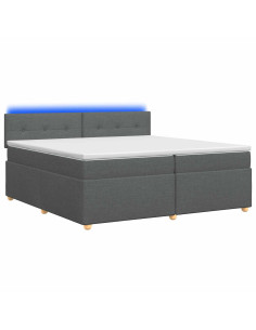 Letto box spring con materasso Grigio Scuro 200 x 200 cm 2