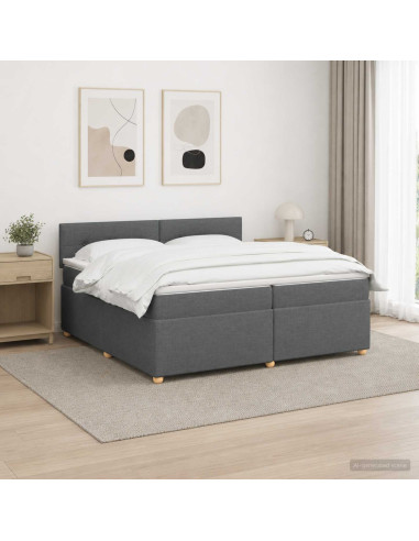 Letto box spring con materasso Grigio Scuro 200 x 200 cm
