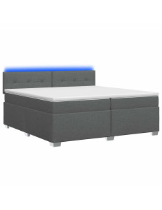 Letto con Box Spring, Materasso e LED Grigio Scuro 200 x 200 cm 2