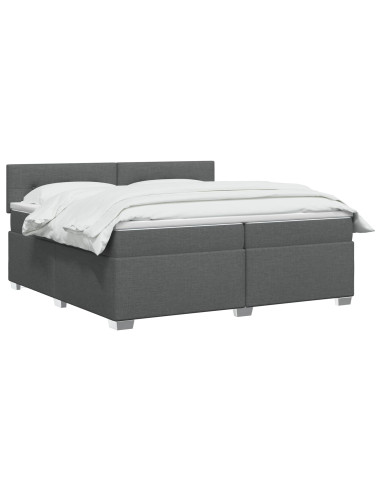 Letto con Box Spring, Materasso e LED Grigio Scuro 200 x 200 cm