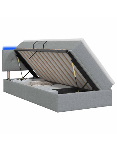 Letto con contenitore LED e materasso Grigio Chiaro