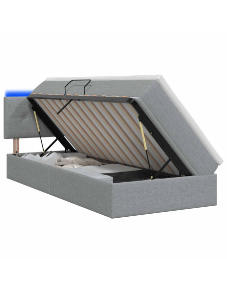 Letto con contenitore LED e materasso Grigio Chiaro