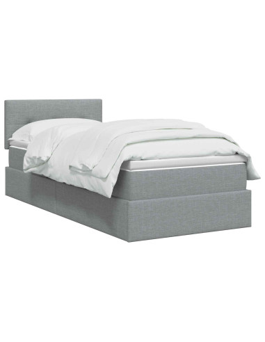 Letto con contenitore LED e materasso Grigio Chiaro