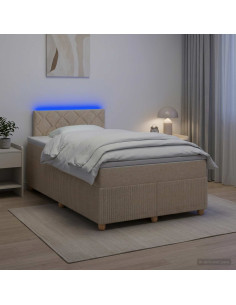 Letto box spring con materasso Crema 120 x 190 cm Tessuto
