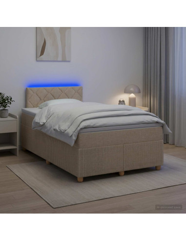 Letto box spring con materasso Crema 120 x 190 cm Tessuto