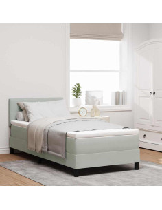 Letto a molle con testiera Grigio chiaro 80 x 200 cm Velluto