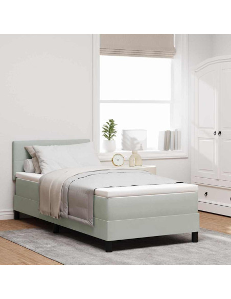 Letto a molle con testiera Grigio chiaro 80 x 200 cm Velluto