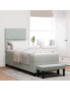 Letto a molle con testiera Grigio chiaro 200 x 80 cm Velluto