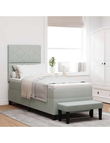 Letto a molle con testiera Grigio chiaro 200 x 80 cm Velluto