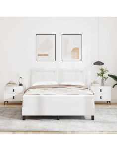 Letto a molle con materasso Bianco 140 x 200 cm Pelle sintetica