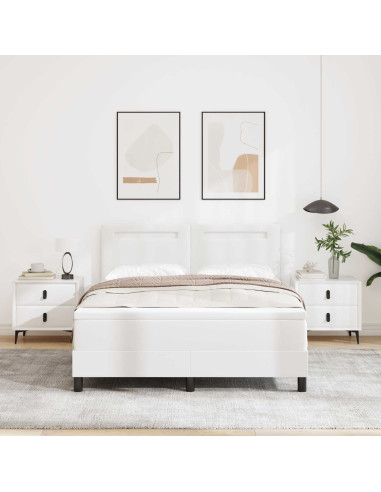 Letto a molle con materasso Bianco 140 x 200 cm Pelle sintetica