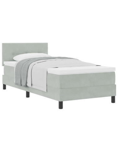 Letto a molle con testiera Grigio chiaro 80 x 200 cm Velluto