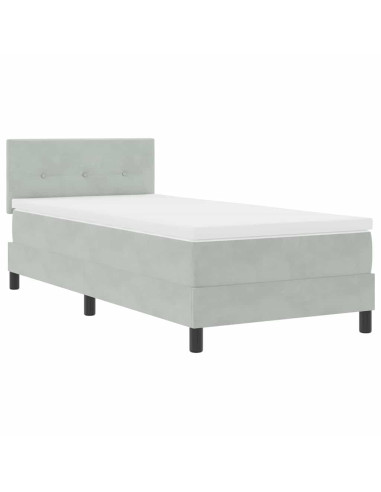 Letto a molle con testiera Grigio chiaro 80 x 200 cm Velluto