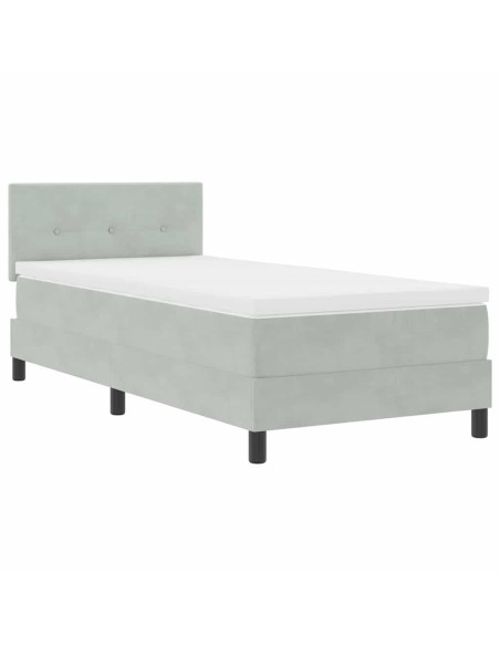 Letto a molle con testiera Grigio chiaro 80 x 200 cm Velluto