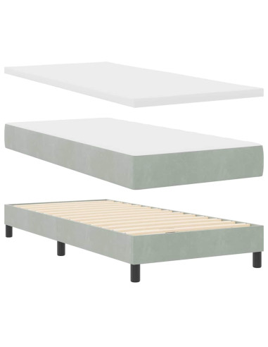 Letto a molle con testiera Grigio chiaro 80 x 200 cm Velluto