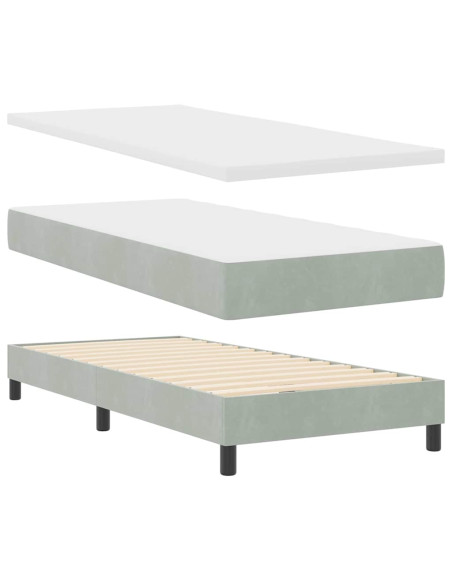 Letto a molle con testiera Grigio chiaro 80 x 200 cm Velluto