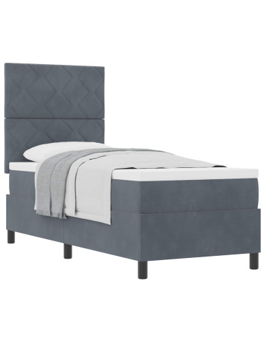 Letto a molle con testiera Grigio scuro 80 x 200 cm Velluto