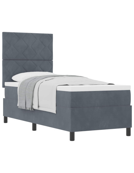 Letto a molle con testiera Grigio scuro 80 x 200 cm Velluto